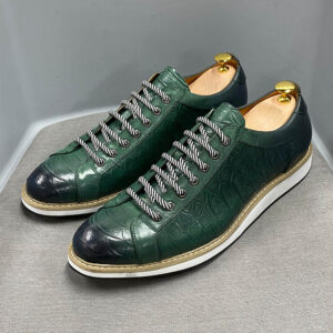 European Style Men's Casual Shoes Real Cow Leather Green Black Fashion Designer Luxury Crocodile Print Street Flat Shoes for Men 7 0975173CC278AD5CF2048CE6C11E1CAB