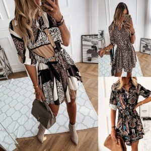 Trendy Women’s Casual Short Dress – Vintage Printed Summer Dress