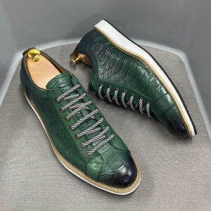 European Style Men's Casual Shoes Real Cow Leather Green Black Fashion Designer Luxury Crocodile Print Street Flat Shoes for Men 4 33AE3EC119B5EC6F820255A6BDBDB4D2