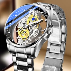 Men’s Luxury Skeleton Automatic Quartz Watch | Gold Stainless Steel Vintage Business Wristwatch with Luminous Dial 8 350dd608 05c0 4244 aa27 e24881830b9b