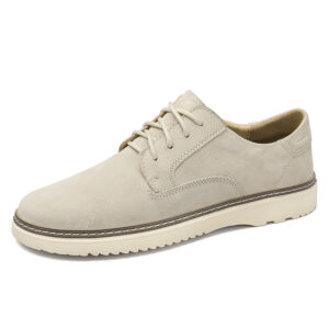 Men’s Casual Leather Shoes | Round Toe Lace-Up Flat Heel Work Shoes for Daily Wear