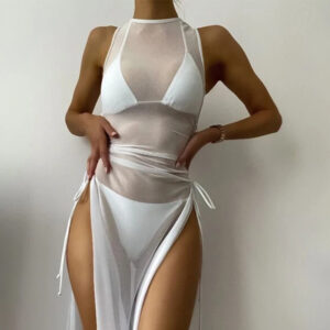 Deal of the day 94 Bikini Swimwear Set, Solid Color Long Dress, Sexy Three-Piece Separated Swimsuit for Women