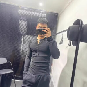 Sexy Fit Stretchy Henley Shirt for Muscular Men, Lightweight Semi-Transparent Long Sleeve Cover-Up with Half-Open Collar and Buttoned Design 4 54121560EDFF618C543947AB2385EC1E 1