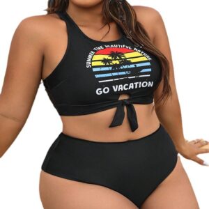 Printed Tie-Up Plus Size Bikini Swimwear for Women