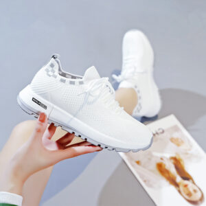 Spring and summer new women's shoes with soft soles, durable and lightweight, white shoes, fashionable and trendy, fly woven mesh running shoes, casua 4 82177C77D95EC5B40830A3FBBA8D3ACC 1