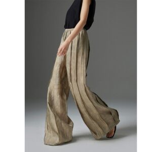 Deal of the day 93 High Street Pleated Style Comfortable Loose Relaxed Pants Light and Thin Breathable Elastic Waist Long Wide Leg Pants for Women