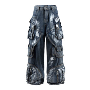 Graffiti wide leg workwear jeans for winter