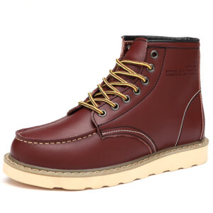 Men’s Genuine Leather Work Boots | British Style High Top Casual Boots with Rubber Sole