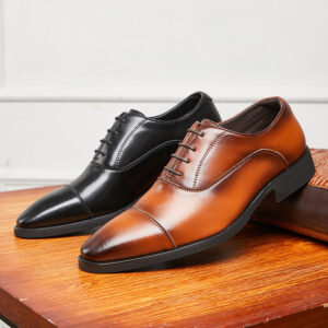 Deal of the day 84 Copy of New lace-up pointed soft soled three-joint leather height-increasing Business men's Oxford Dress Shoes
