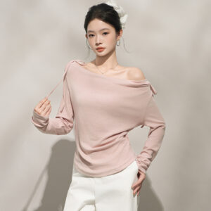 Chic Pink Off-Shoulder Long Sleeve Top for Women, One-Shoulder Neckline Inner Layer 3 C30E0C4F922961928255EA4E8DF4FF86 1