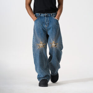 Distressed Patchwork Ray Star Rhinestone Jeans 2 CDE9E158258078B69CC639491516B633 1