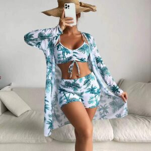 Fashionable Sexy Mesh Cover-Up with Leg-Length Briefs Three-Piece Swimwear Set for Women 8 DB77273A464A8B3D2B32DCE2BFA66127 2