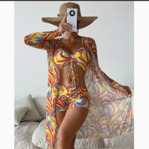 Fashionable Sexy Mesh Cover-Up with Leg-Length Briefs Three-Piece Swimwear Set for Women 20 E4D11FD9079BDF47C3B4C65D888FC450 2