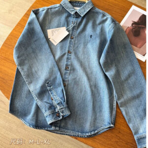 2026 New Autumn And Winter Letter Embroidered Long-sleeved Denim Shirts, Fashionable Casual Shirts, Trendy And Handsome Tops For Men And Women