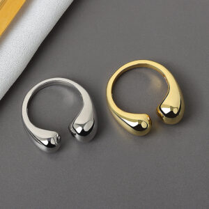 Stylish Water Drop Shape Adjustable Ring for Women | Elegant Gold & Platinum Fashion Jewelry