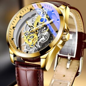 Men’s Luxury Skeleton Automatic Quartz Watch | Gold Stainless Steel Vintage Business Wristwatch with Luminous Dial 9 e2684241 420f 4050 8fa8 4f10a00dbd3e