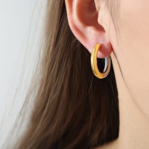 Simple Titanium Steel Hoop Earrings for Women | Gold & Silver Round Geometric Fashion Jewelry