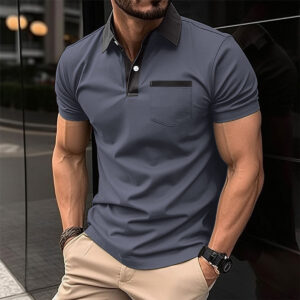 Men's Slim Fit Polo Shirt | Casual Short Sleeve Lapel T-Shirt with Pocket Design 6 f74af19d 4d79 49d0 bc35 b76755ec07ba
