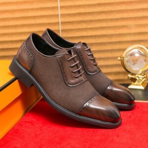 Deal of the day 81 Men's Thick-soled Raised Round Toe Lace-up Business Leather Shoes